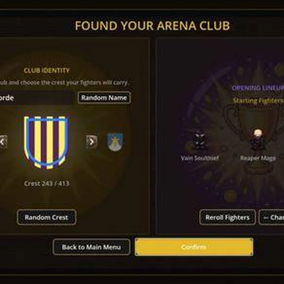 Found Your Arena Club / club identity screen from the current Early Access framing.