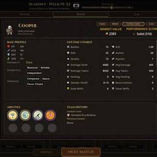 Eslabong roster / fighter-detail screen used as Codex field reference